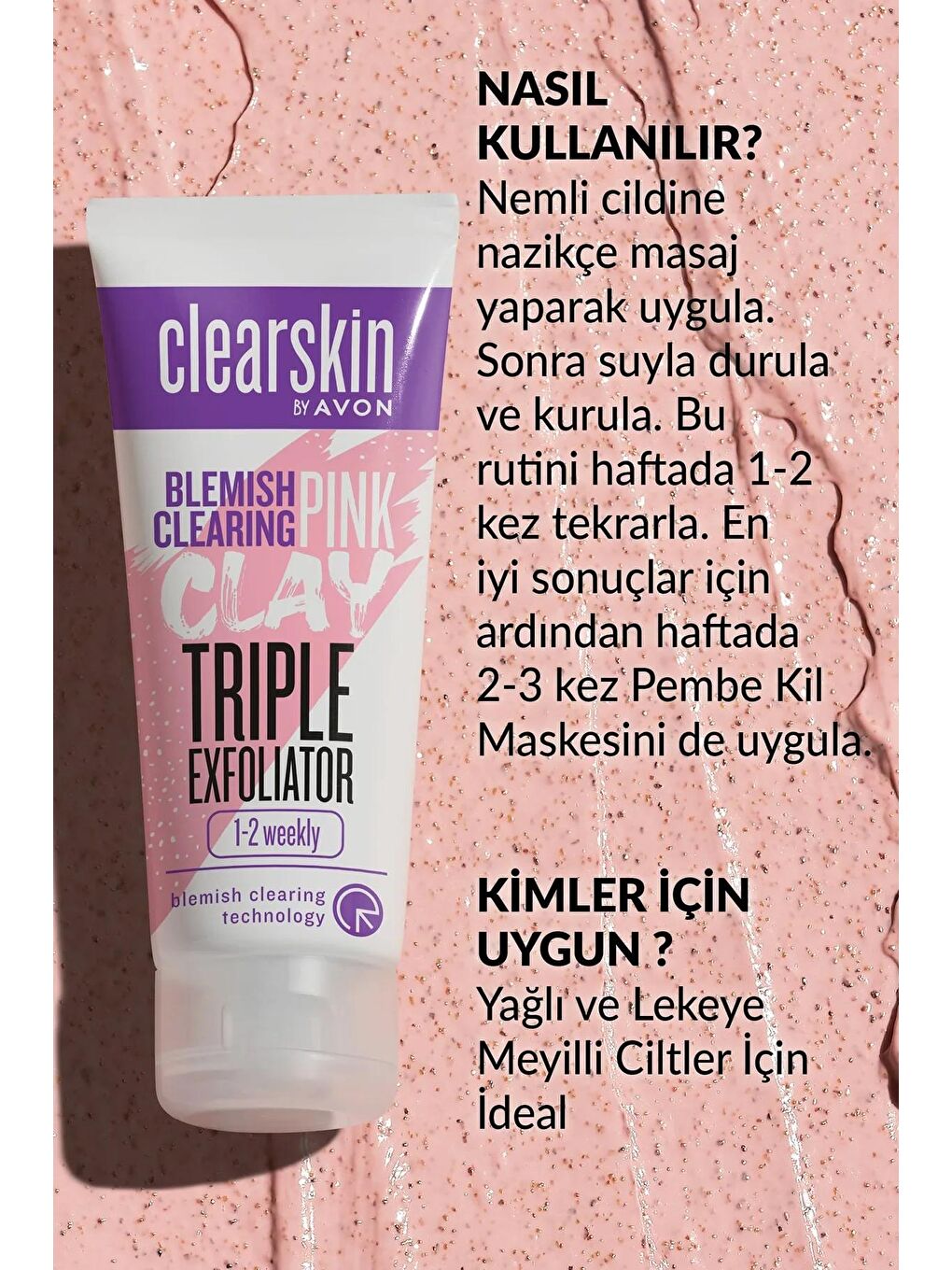 AVON Renksiz Clearskin Leke Karşıtı 3'ü 1 Arada Pembe Kil Scrub 75 Ml. İkili Set - 4