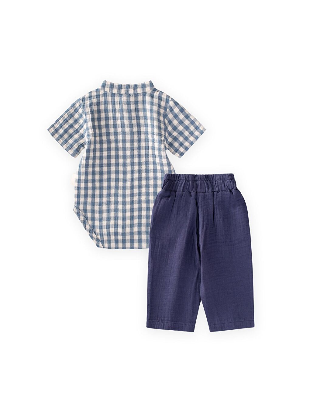 Gömlek Zıbın Takım 0-3 Yaş İndigo Ekose-1