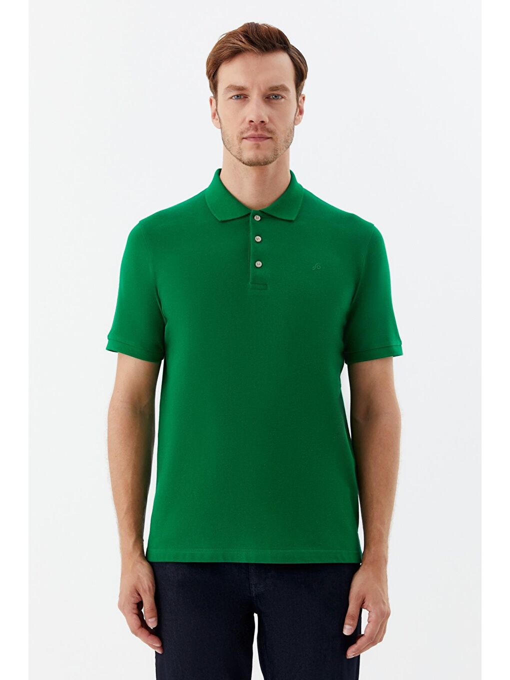 Yeşil Regular Fit %100 Pamuklu Polo Yaka Tişört