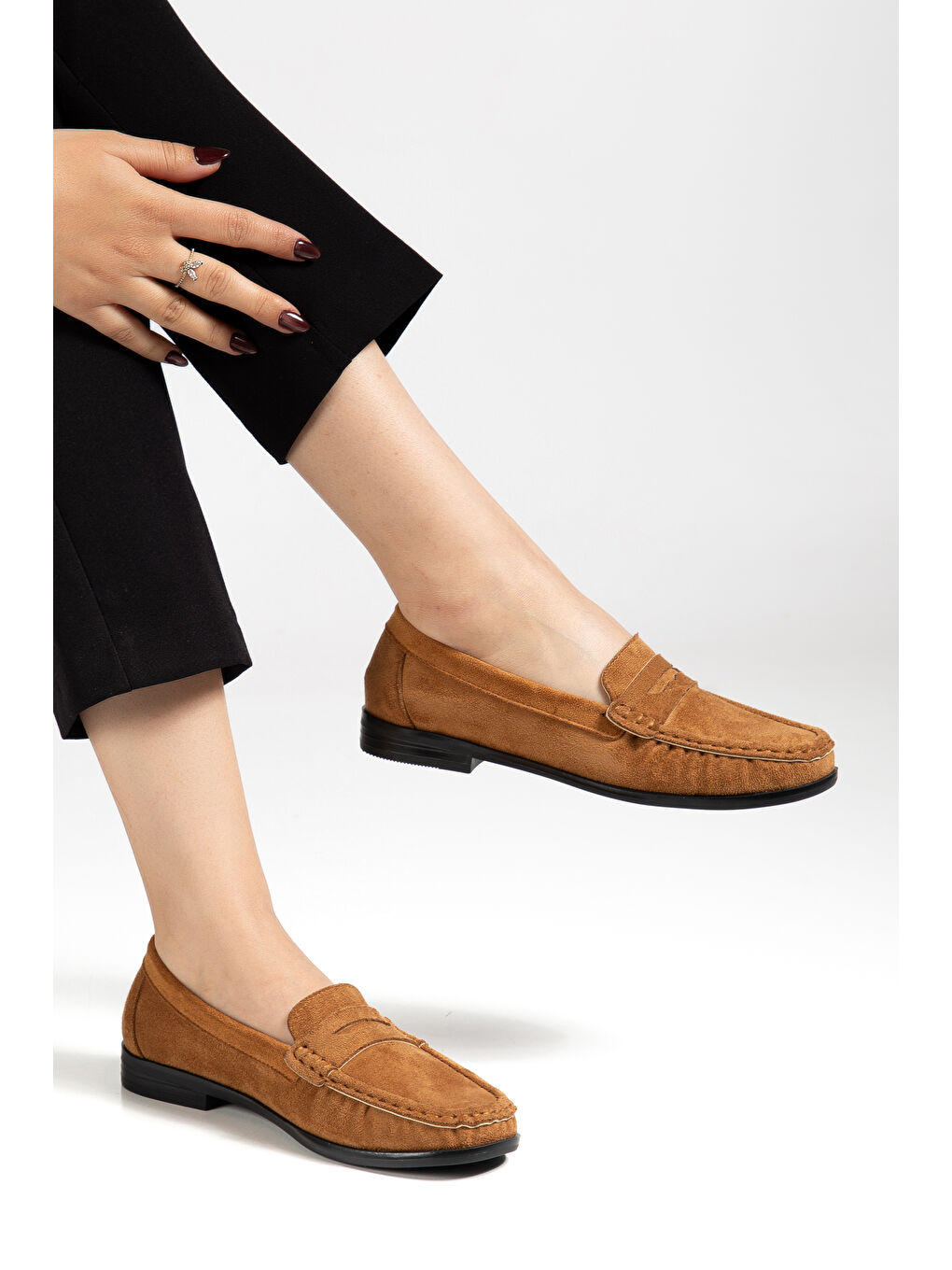 Kahverengi Kadın Taba Termo Kaymaz Taban Loafer Oxford Kadın Ayakkabı-1