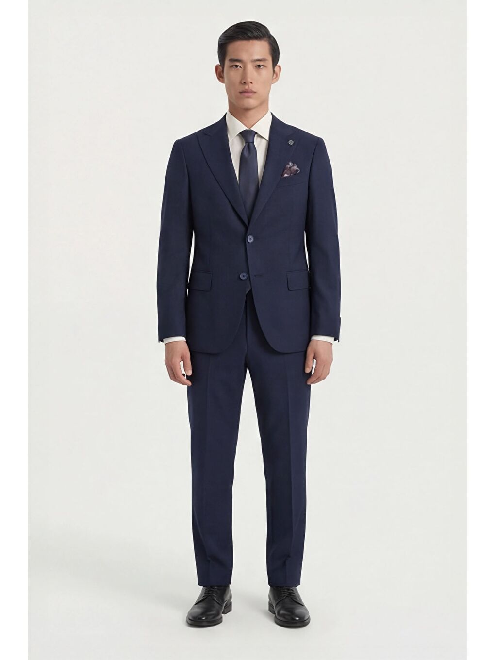 Giotelli Erkek Lacivert Dar Kesim Slim Fit Viskon Dokuma Normal Bel 6 Drop Takım Elbise-1