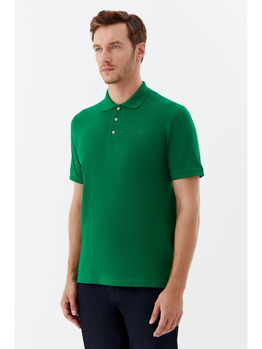 Yeşil Regular Fit %100 Pamuklu Polo Yaka Tişört-2