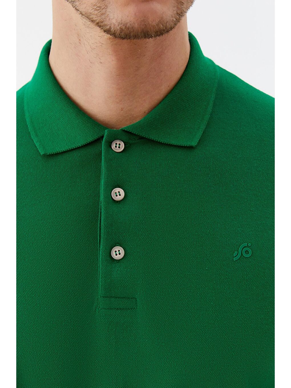 Yeşil Regular Fit %100 Pamuklu Polo Yaka Tişört-3