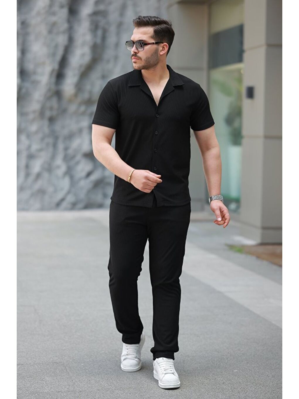 Siyah Erkek Ottoman Kumaş Pantolon Gömlek Takım