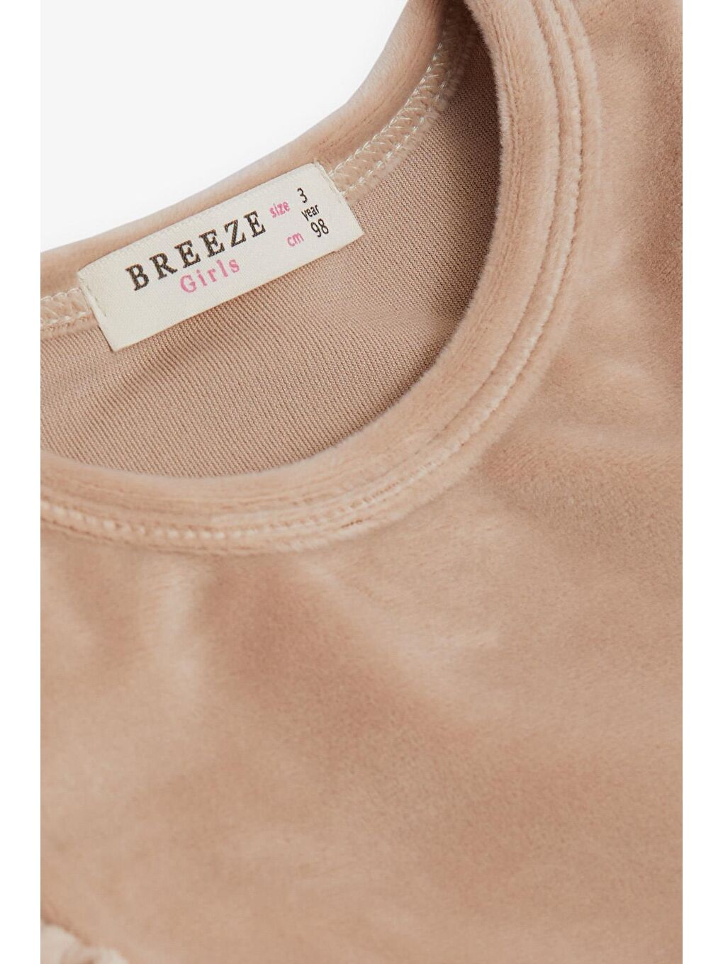 Kız Çocuk Elbise Kadife Fiyonklu Tüllü Bej (3 Yaş)-2