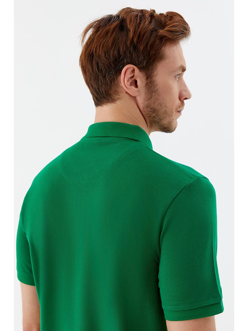 Yeşil Regular Fit %100 Pamuklu Polo Yaka Tişört-5