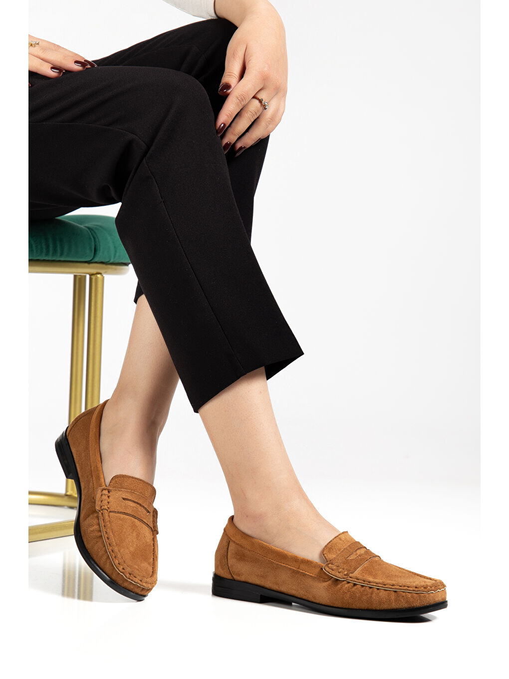 Kahverengi Kadın Taba Termo Kaymaz Taban Loafer Oxford Kadın Ayakkabı-2