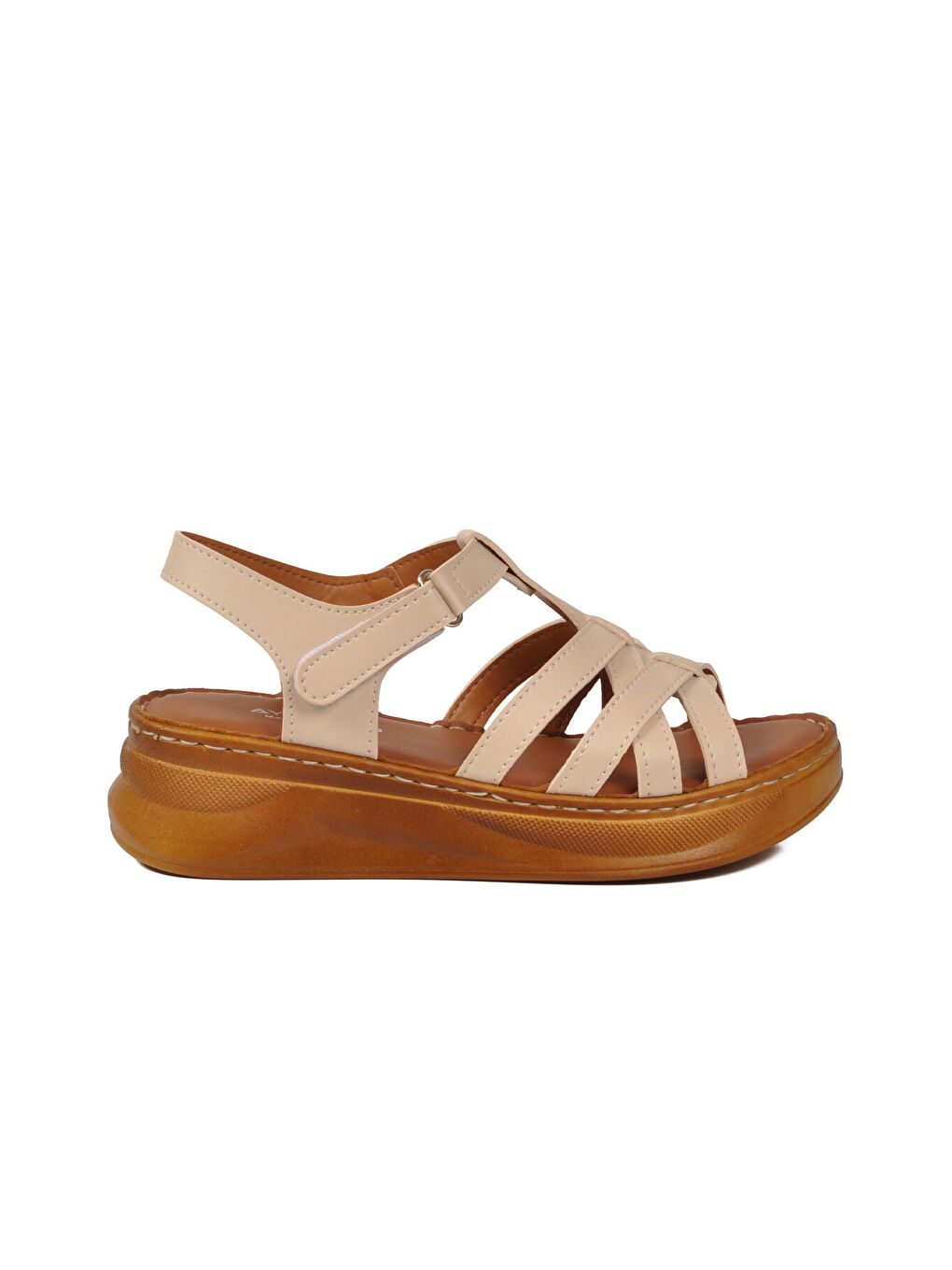 Bej Yumuşak Tabanlı Kadın Topuklu Sandalet 492113 Z-1
