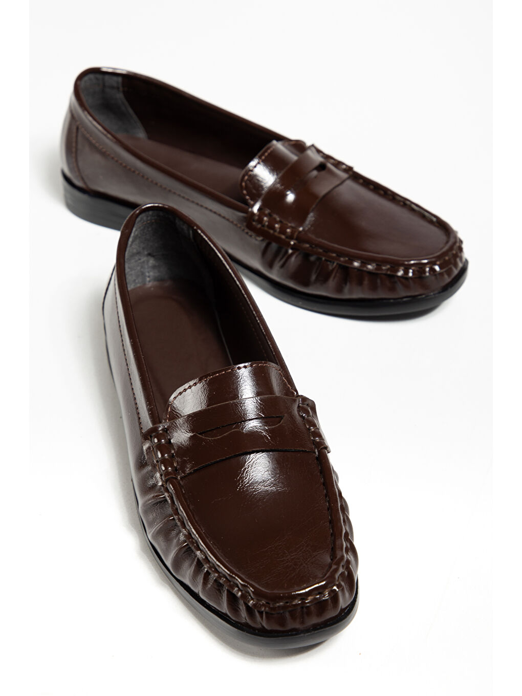 Kahverengi Kadın Kahve Termo Kaymaz Taban Loafer Oxford Kadın Ayakkabı