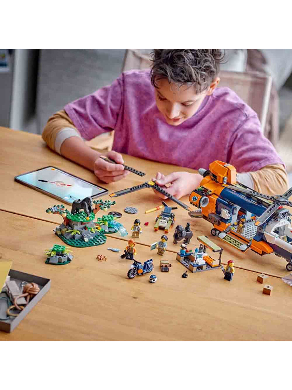 Lego Renksiz City Orman Kaşifinin Helikopteri Kamp Yerinde Seti 60437 - 1