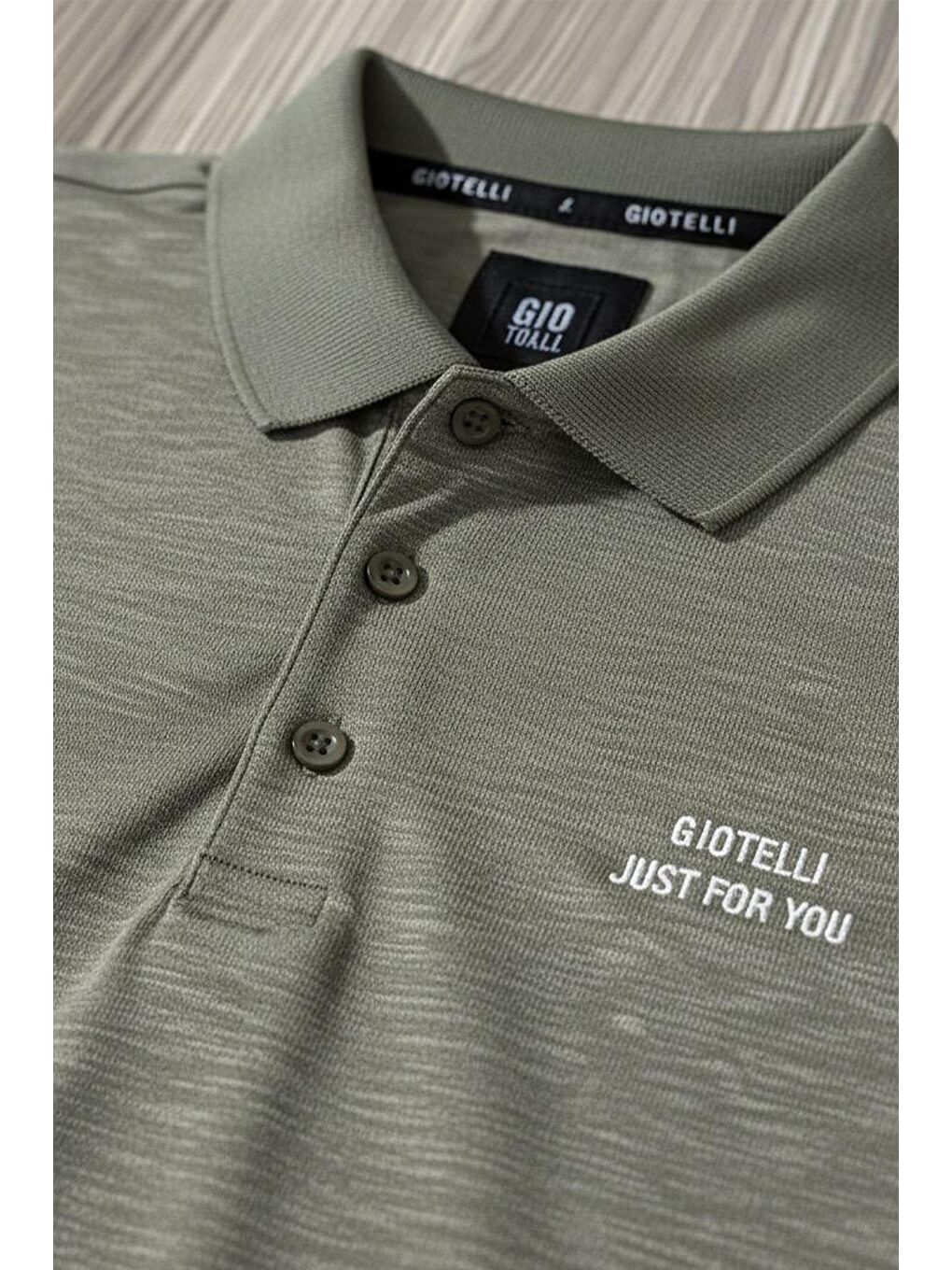 Giotelli Haki Slim Fit %100 Pamuk Polo Yaka Erkek Tişört-3