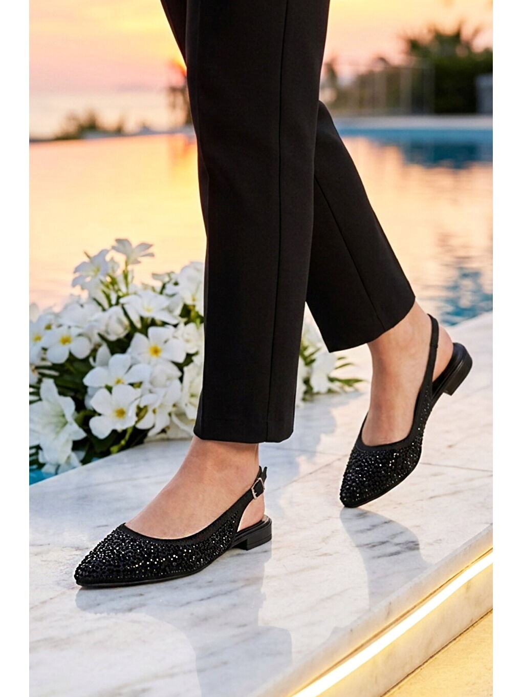Siyah Taş İşlemeli Kadın Abiye Ayakkabı 354230 Z-2