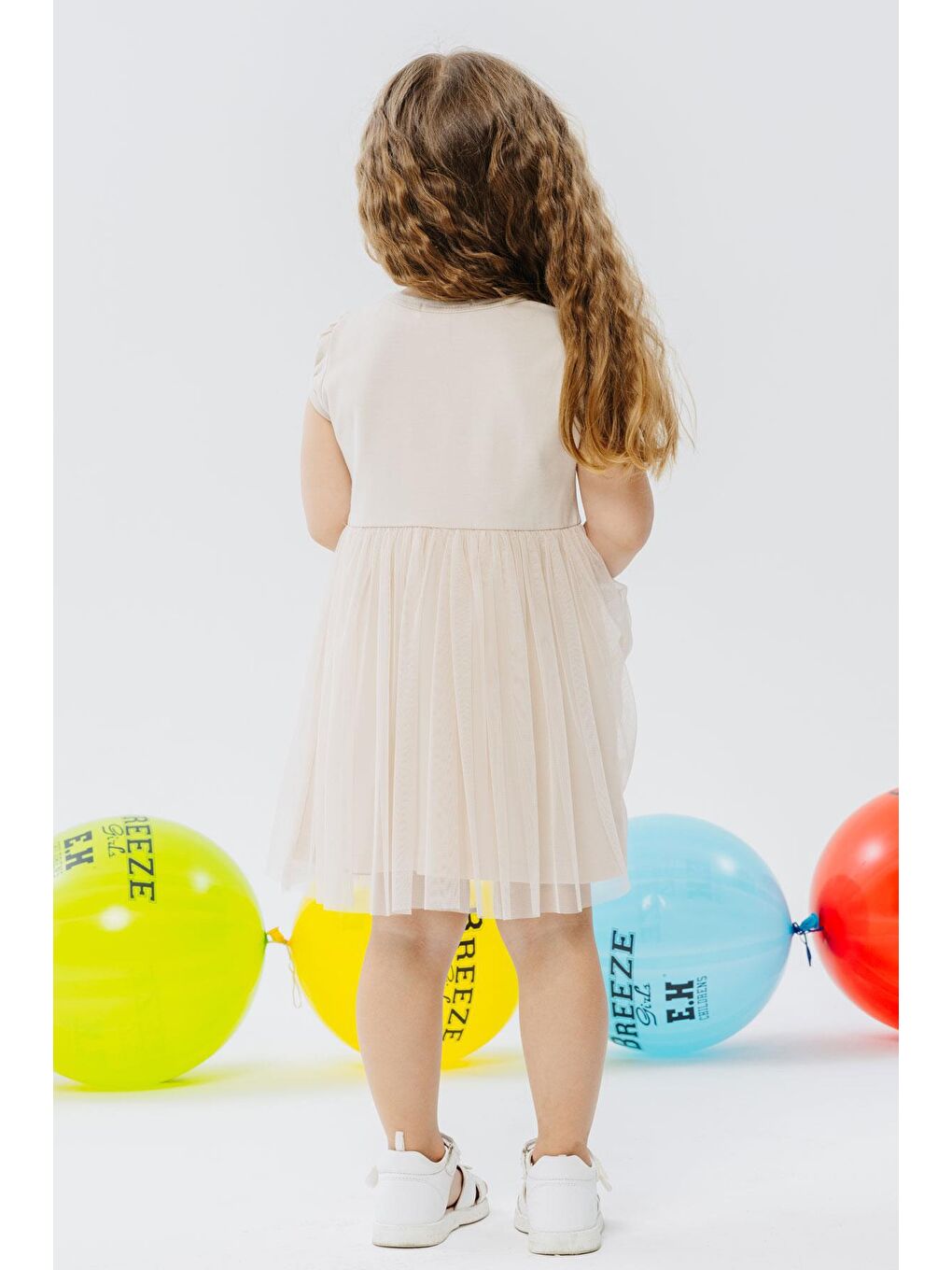 Kız Çocuk Elbise Gözlüklü Sevimli Kedicik Baskılı Bej (3 Yaş)-2