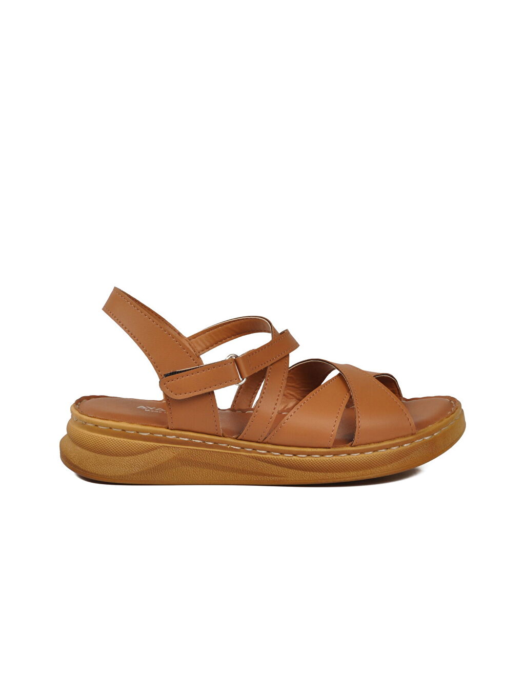 Kahverengi Taba Hafif Yumuşak Tabanlı Cırtlı Kadın Sandalet 492142 Z-1