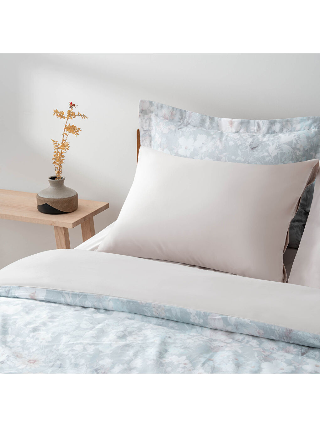 Turkuaz Rosalya Çift Kişilik Nevresim Takımı %100 Pamuk 210 TC 83 Tel Saten Digital Baskılı Mint-1