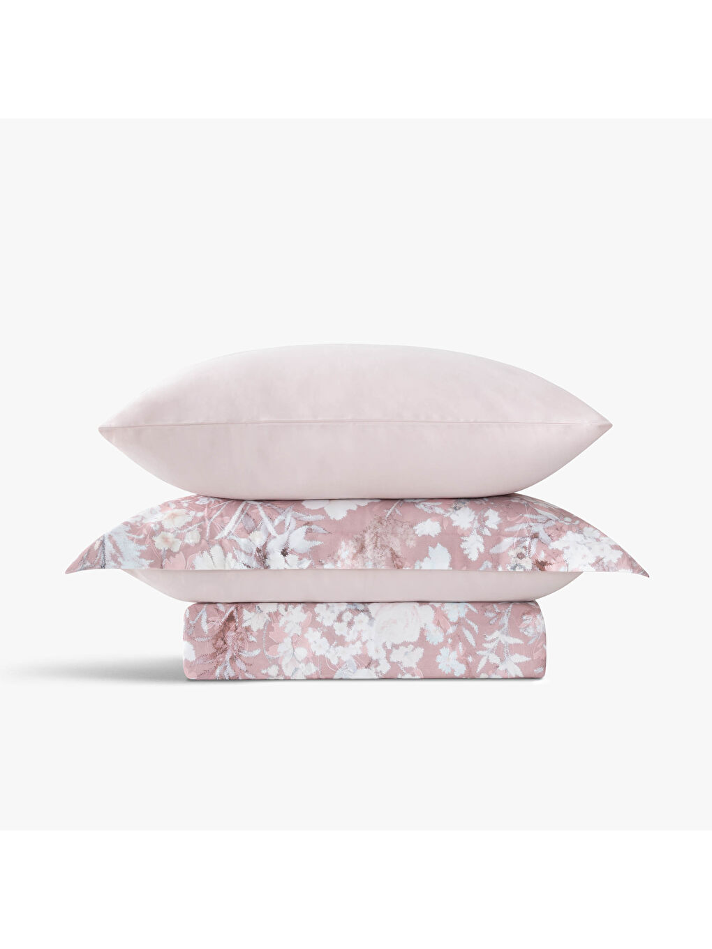 Pembe Rosalya Çift Kişilik Nevresim Takımı %100 Pamuk 210 TC 83 Tel Saten Digital Baskılı Pudra-2