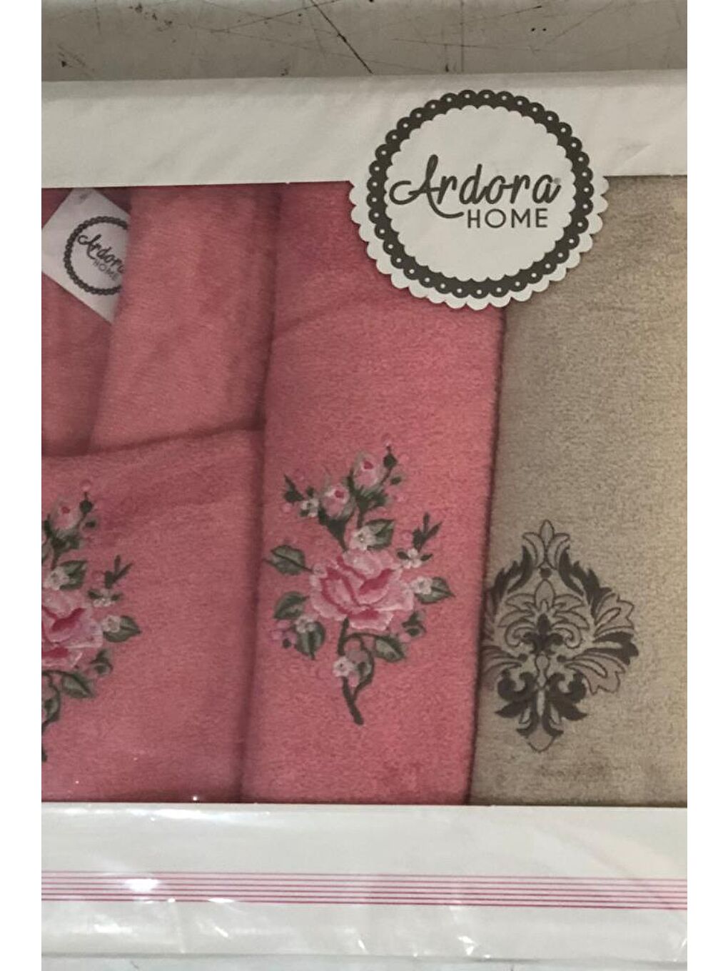 Karışık Ardora Bukle Aile Bornoz Takımı Nar Çiçeği Kahve-1