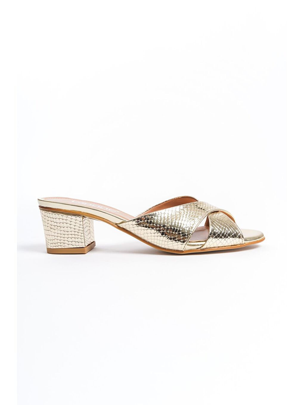 Sarı Taya Çapraz Bantlı Kadın Terlik-1