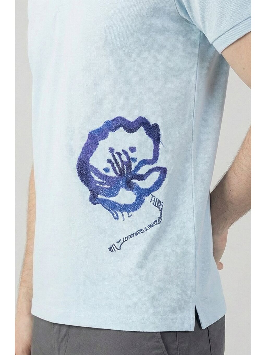 Giotelli Açık Mavi Slim Fit %100 Pamuk Polo Yaka Erkek Tişört-2