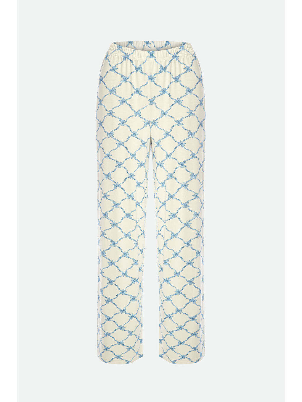 Mavi Kadın Askılı Yumuşak Dokulu Desenli Pijama Takımı-2