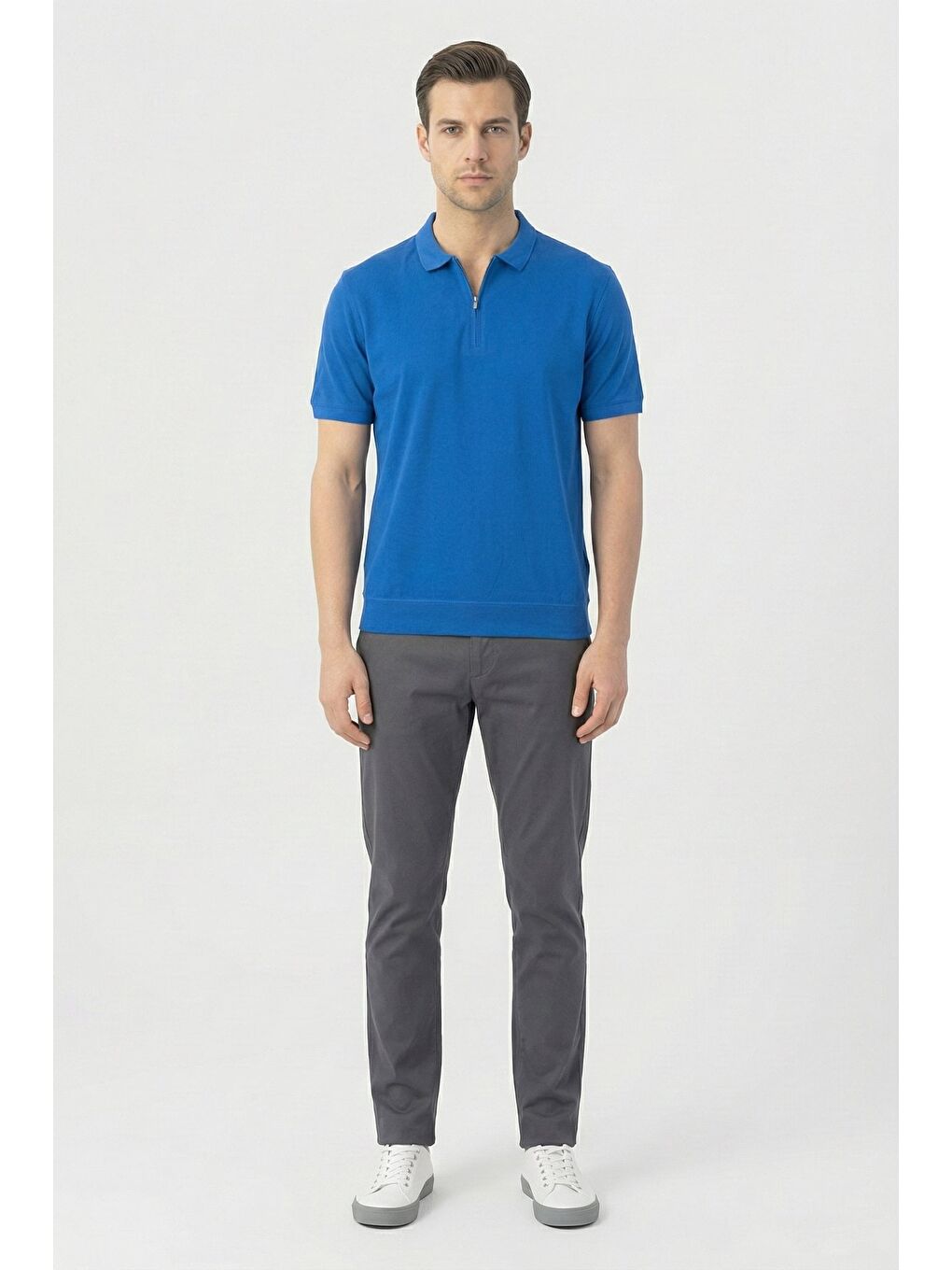 Mavi Giotelli Saks Regular Fit %100 Pamuk Fermuarlı Polo Yaka Erkek Tişört-1