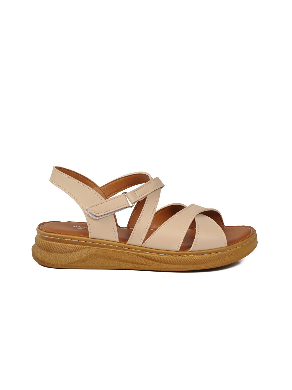 Bej Hafif Yumuşak Tabanlı Cırtlı Kadın Sandalet 492142 Z-1