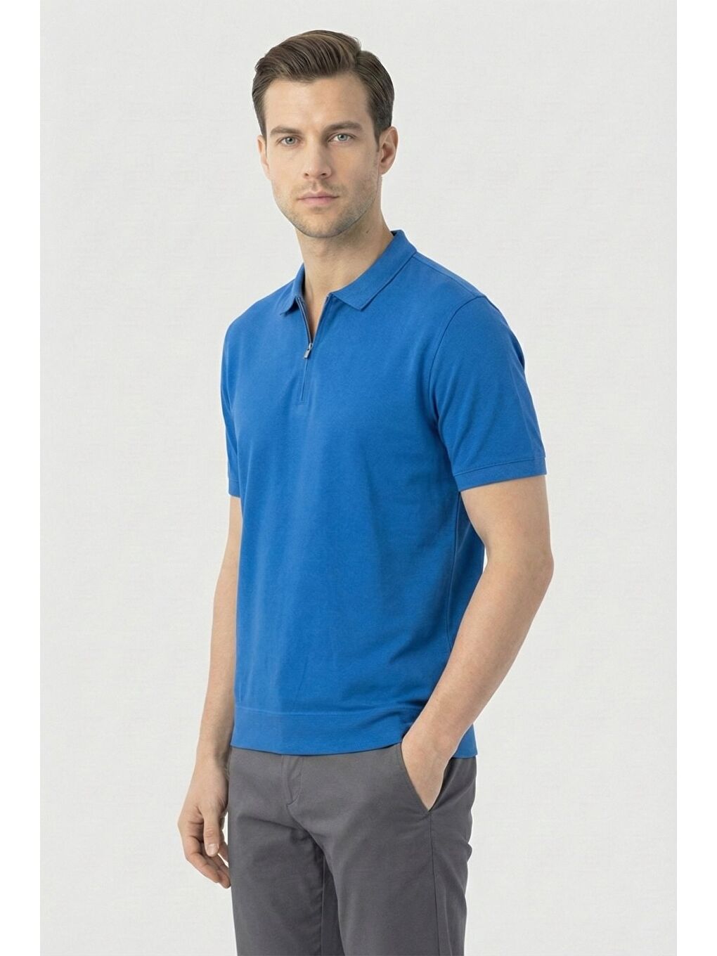 Mavi Giotelli Saks Regular Fit %100 Pamuk Fermuarlı Polo Yaka Erkek Tişört-2