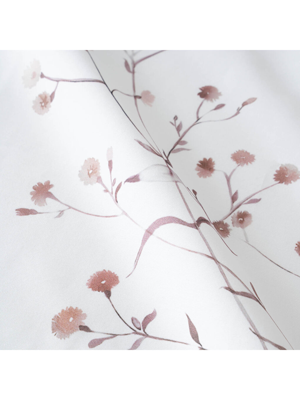 Ekru Lavena Çift Kişilik Nevresim Takımı %100 Pamuk 210 TC 83 Tel Saten Digital Baskılı Krem-Kahve-3