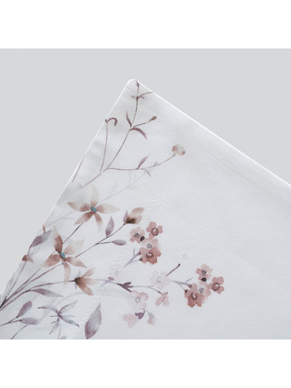 Ekru Lavena Çift Kişilik Nevresim Takımı %100 Pamuk 210 TC 83 Tel Saten Digital Baskılı Krem-Kahve-4