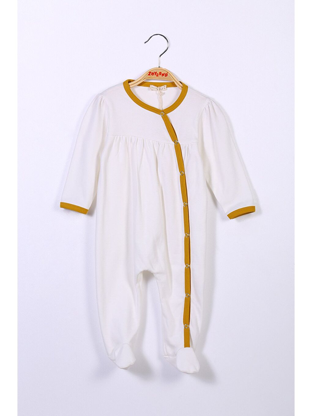 Ekru Kız Bebek Çıtçıtlı Fiyonklu Tulum (6-24Ay)-2