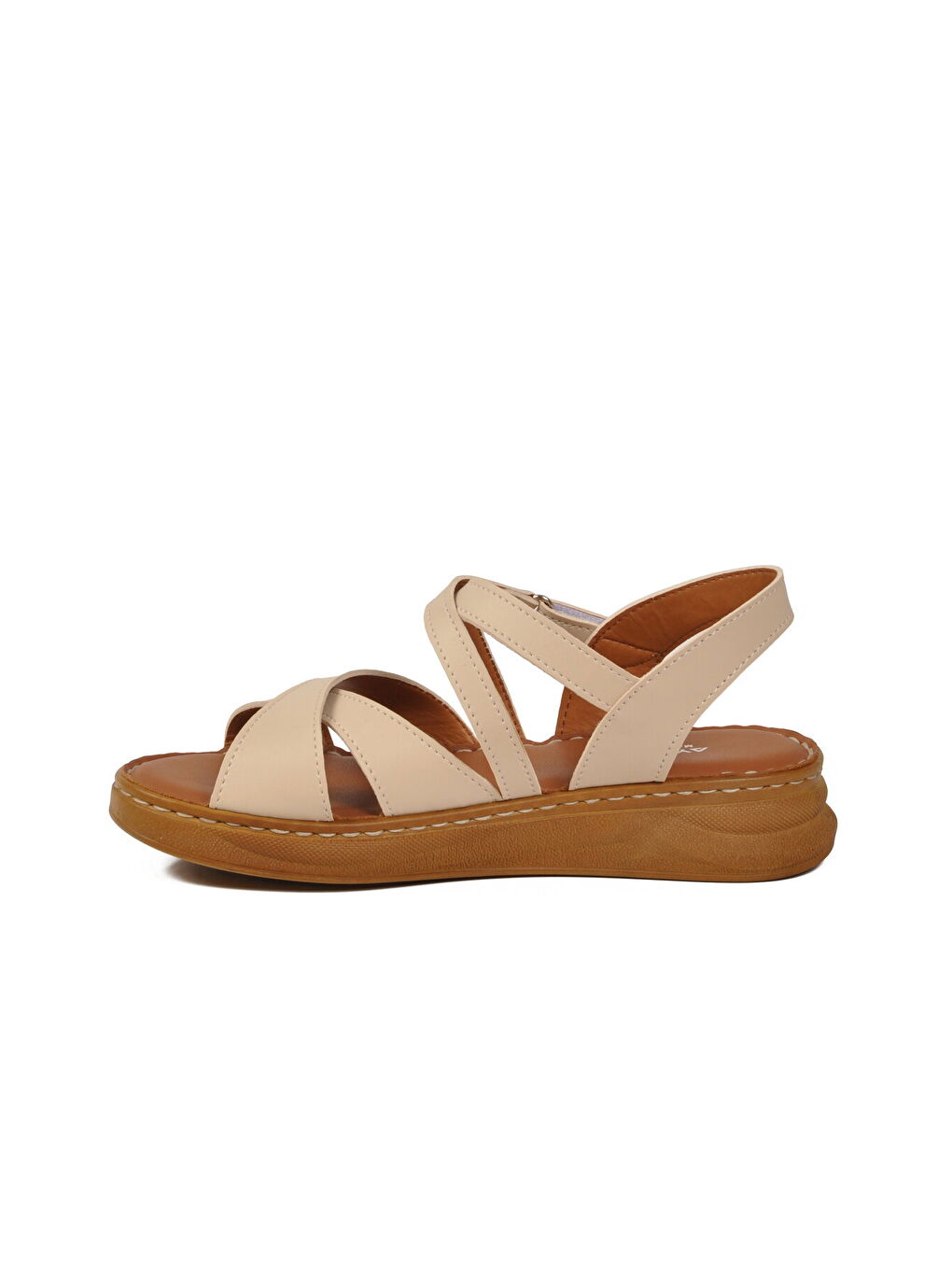 Bej Hafif Yumuşak Tabanlı Cırtlı Kadın Sandalet 492142 Z-3