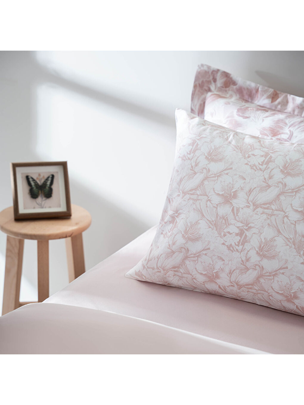 Pembe Fiorina Çift Kişilik Nevresim Takımı %100 Pamuk 210 TC 83 Tel Saten Digital Baskılı Pudra-1