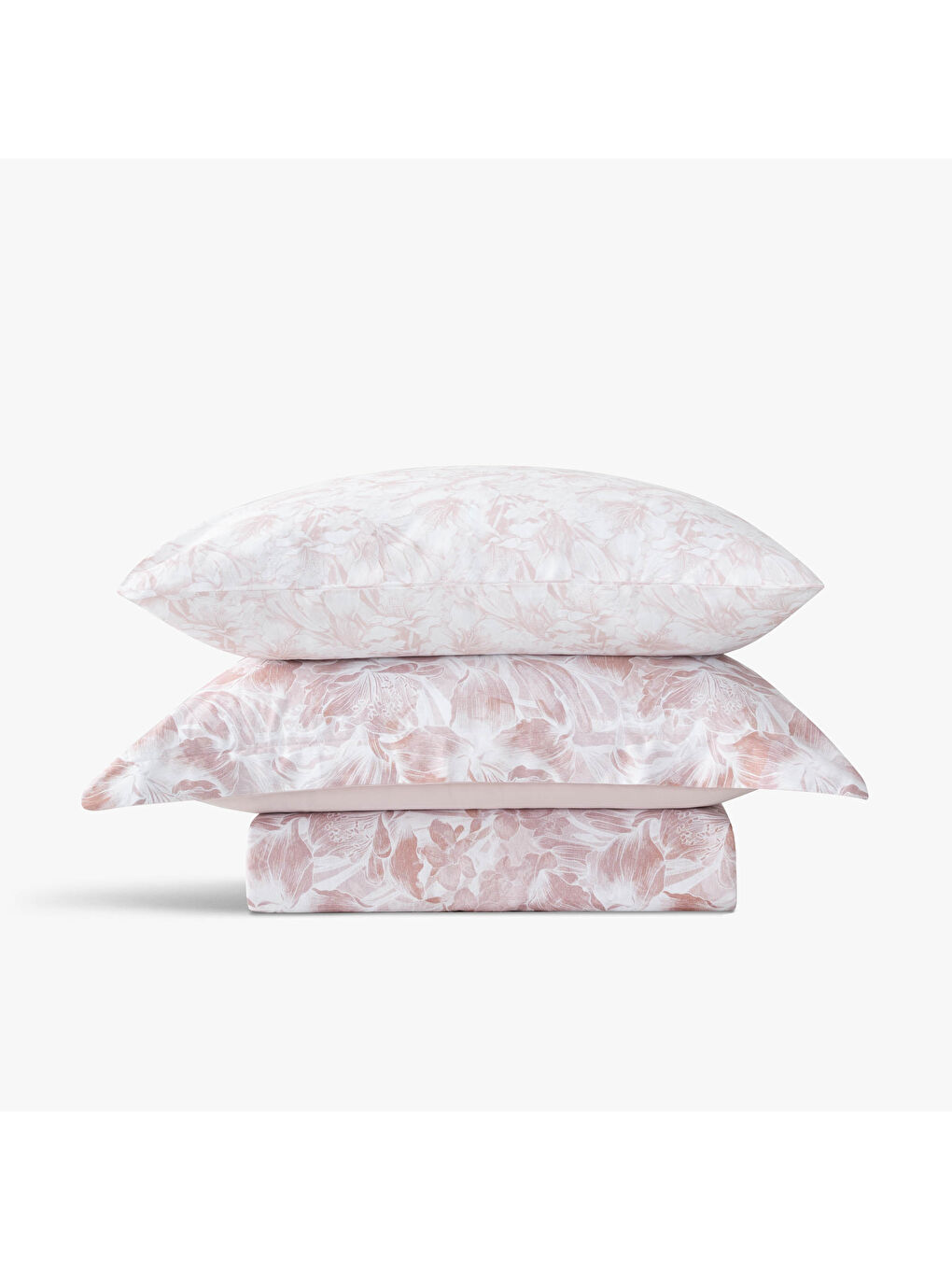 Pembe Fiorina Çift Kişilik Nevresim Takımı %100 Pamuk 210 TC 83 Tel Saten Digital Baskılı Pudra-2