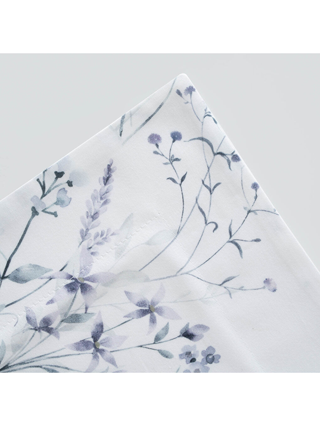 Ekru Lavena Çift Kişilik Nevresim Takımı %100 Pamuk 210 TC 83 Tel Saten Digital Baskılı Krem-Lila-3