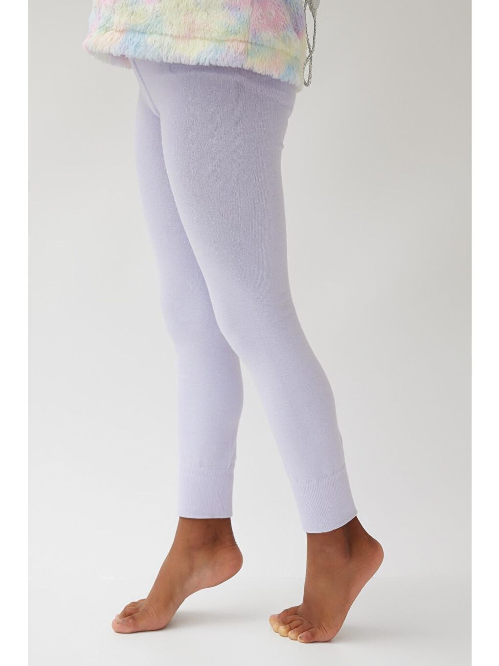 Lila Pamuklu Çocuk Tayt Pantolon