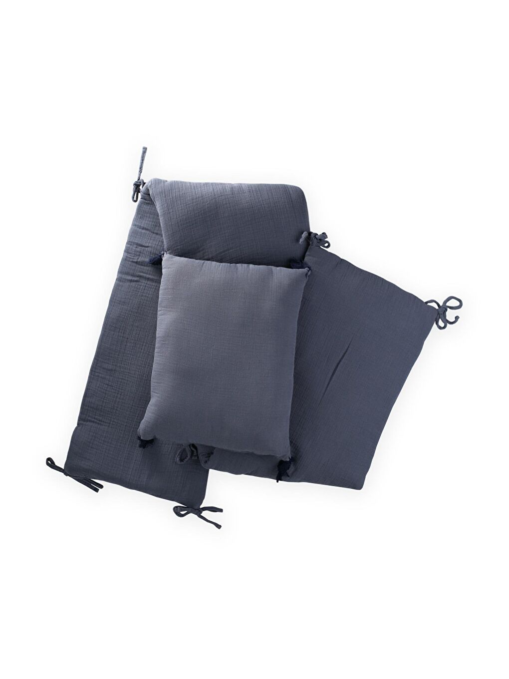 Müslin Bebek Yatak Koruma Yastık Seti (Yıkanmıştır) 32X180 Cm +/- 2 Cm Antrasit