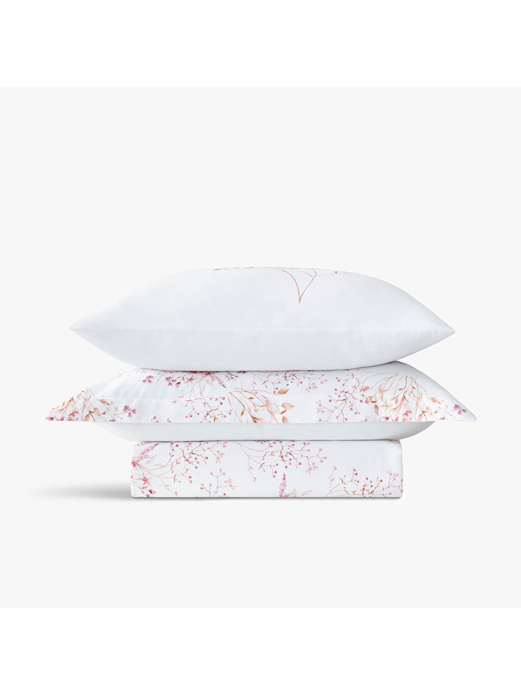 Ekru Lavena Çift Kişilik Nevresim Takımı %100 Pamuk 210 TC 83 Tel Saten Digital Baskılı Krem-Pembe-2