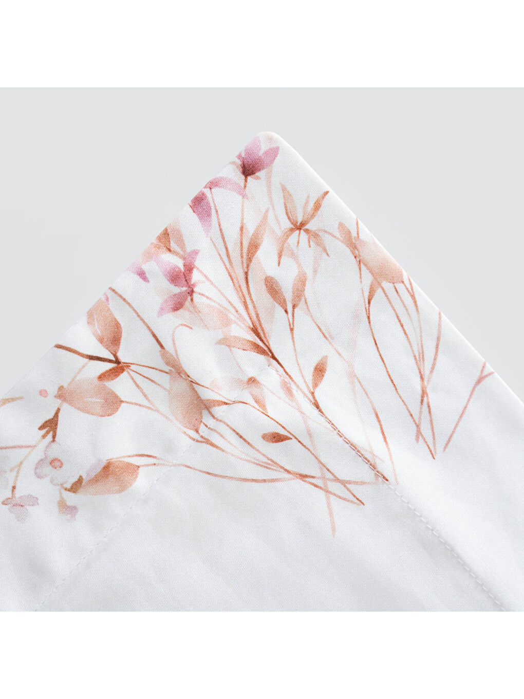 Ekru Lavena Çift Kişilik Nevresim Takımı %100 Pamuk 210 TC 83 Tel Saten Digital Baskılı Krem-Pembe-3