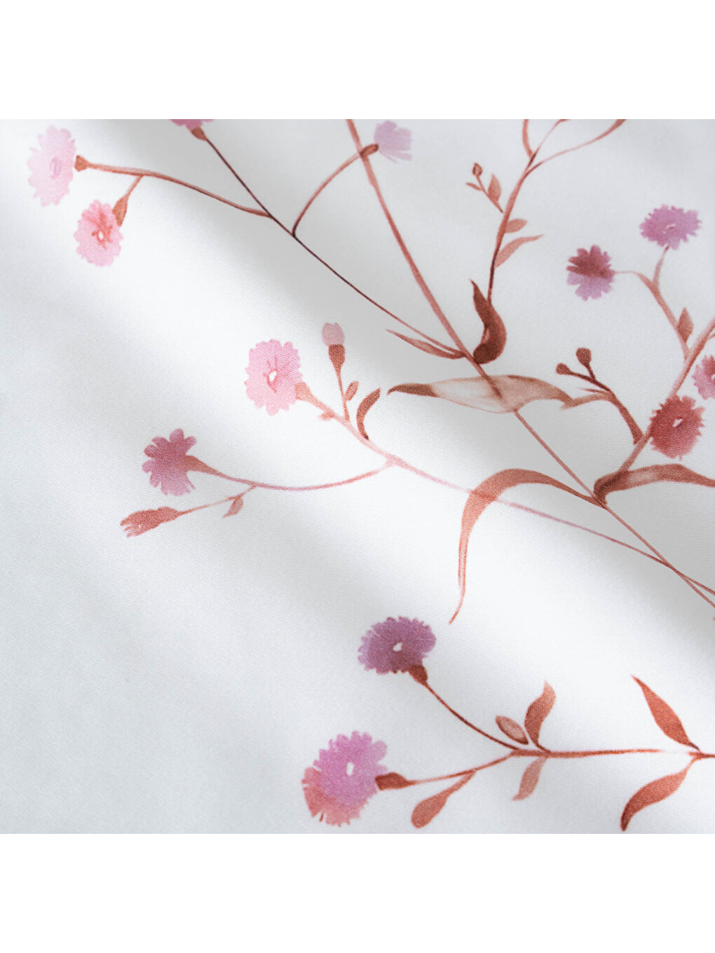 Ekru Lavena Çift Kişilik Nevresim Takımı %100 Pamuk 210 TC 83 Tel Saten Digital Baskılı Krem-Pembe-4