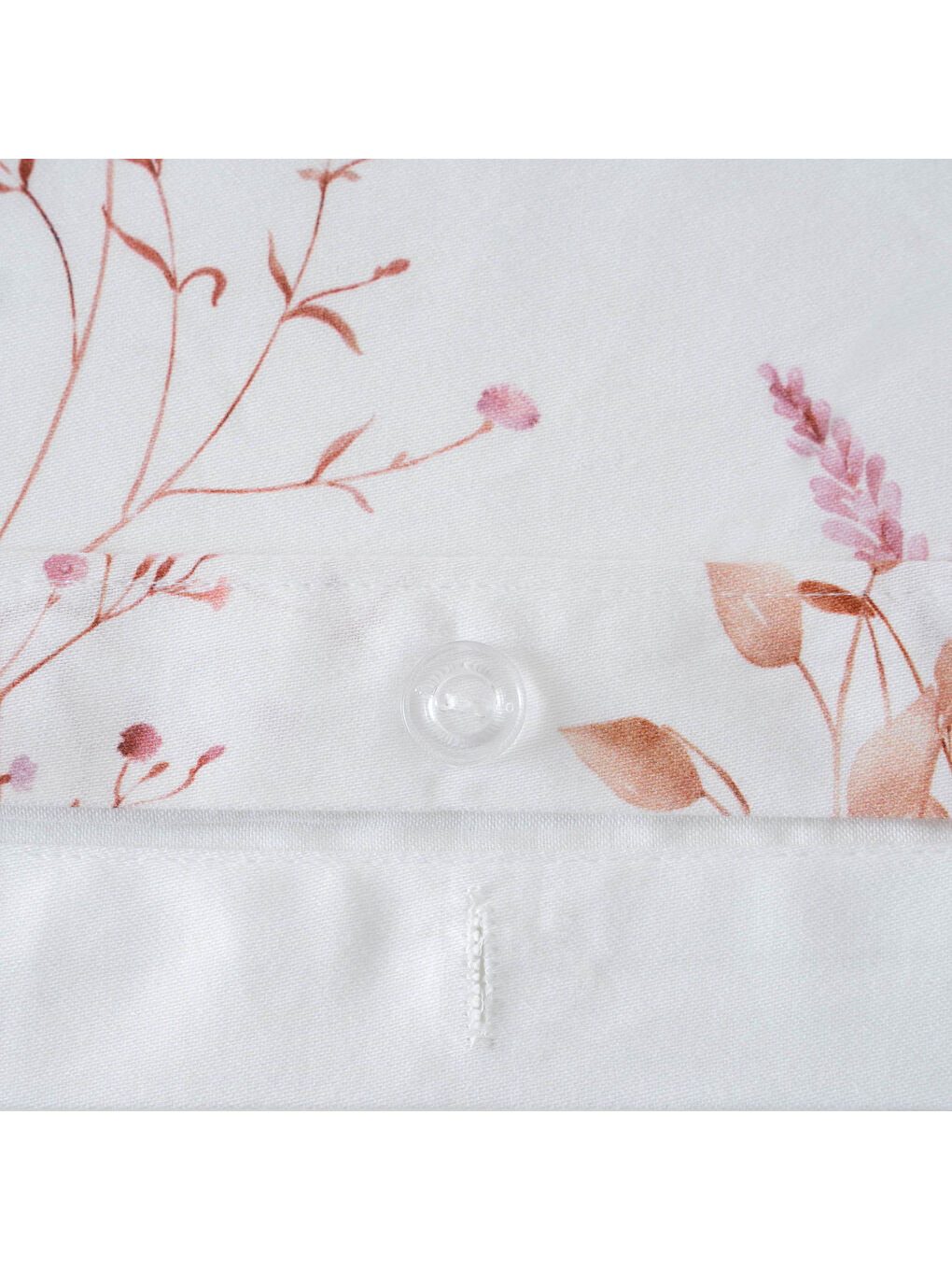 Ekru Lavena Çift Kişilik Nevresim Takımı %100 Pamuk 210 TC 83 Tel Saten Digital Baskılı Krem-Pembe-6