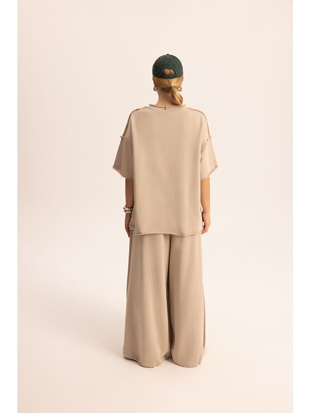 Beyaz Flex Kemik Oversize T-Shirt Eşofman Takım-4