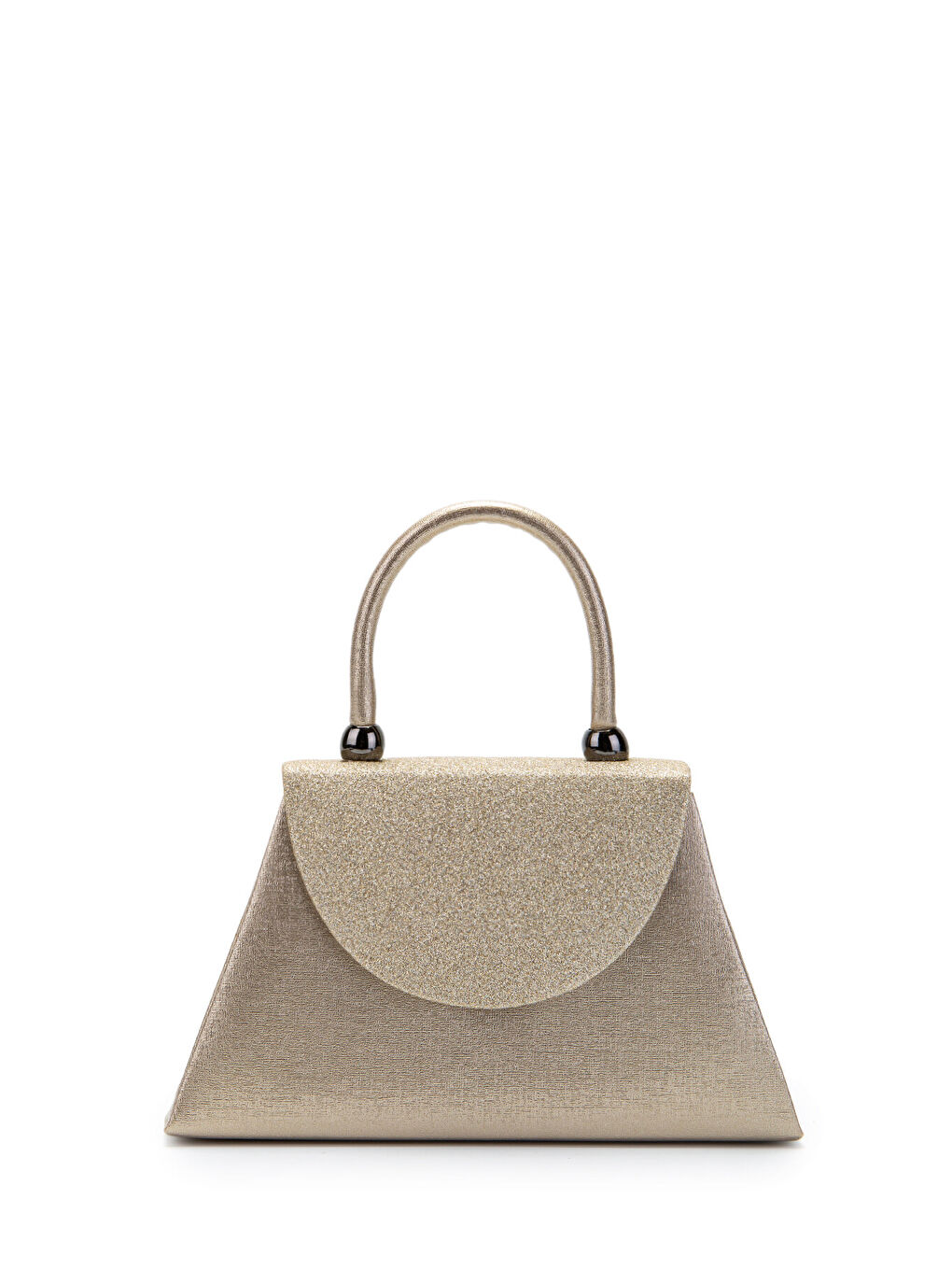 Sarı Minimalist Tasarım Simli Kapaklı Lip Abiye El Çantası Altın