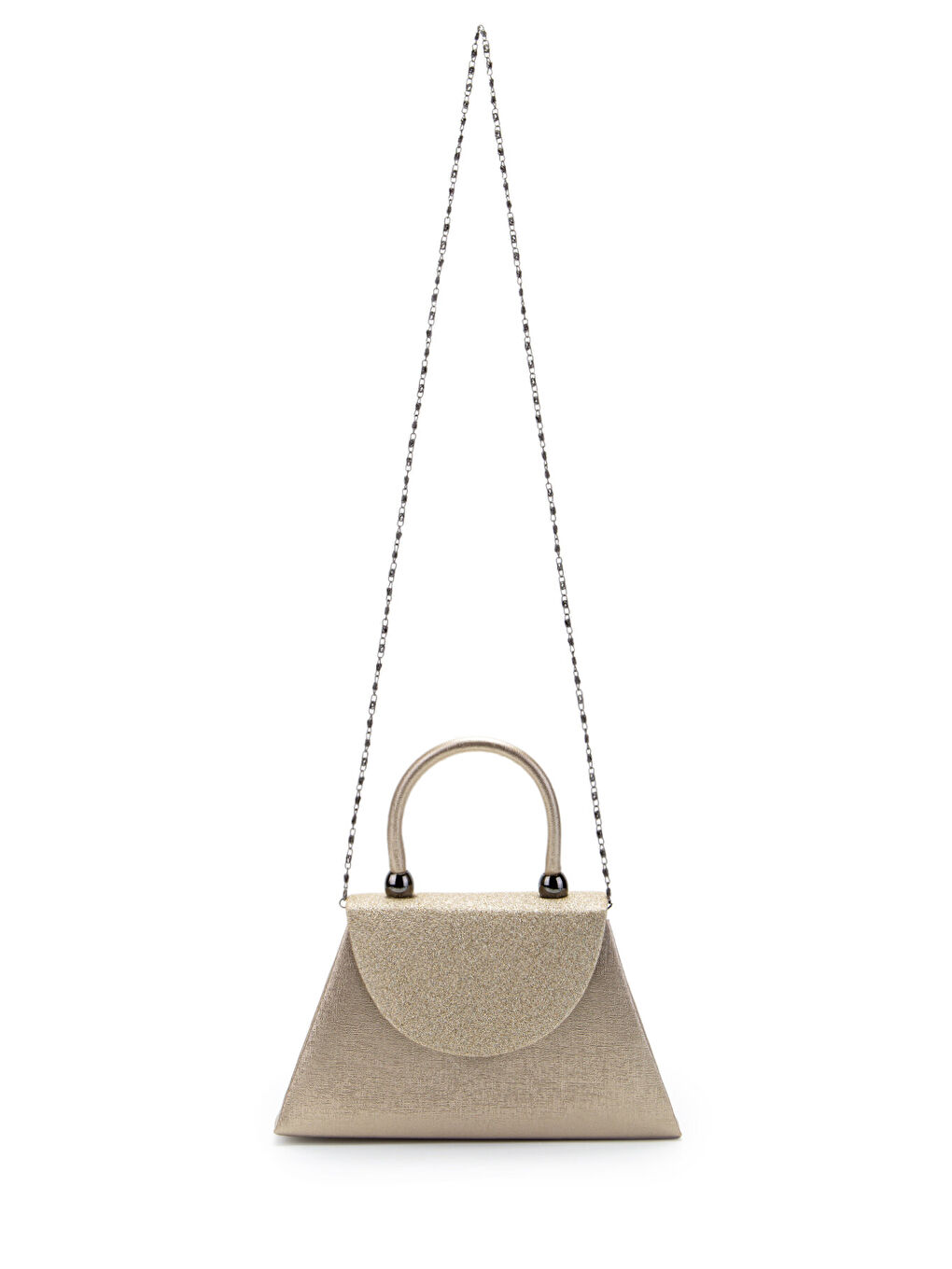 Sarı Minimalist Tasarım Simli Kapaklı Lip Abiye El Çantası Altın-3