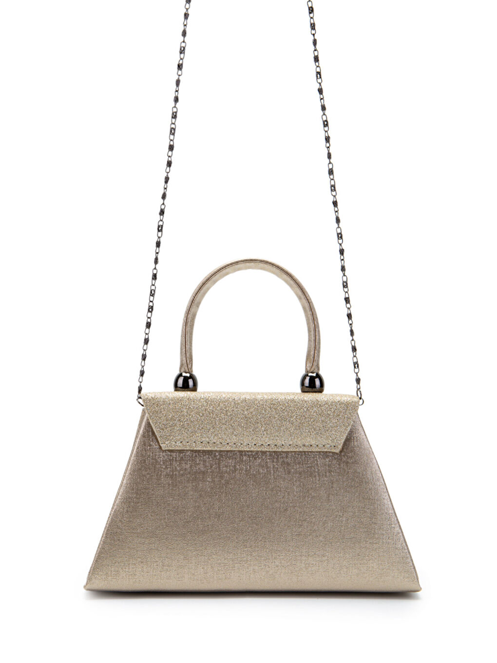 Sarı Minimalist Tasarım Simli Kapaklı Lip Abiye El Çantası Altın-4