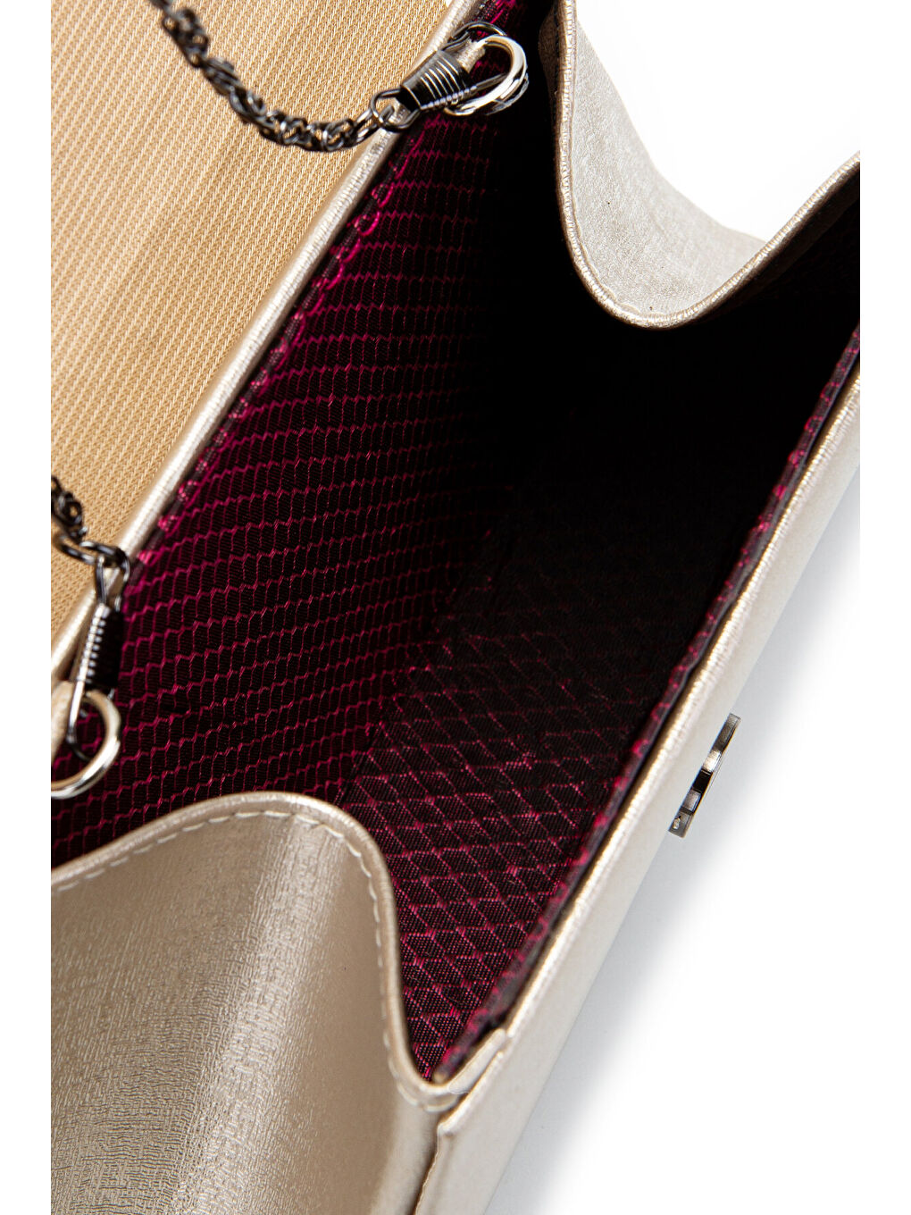 Sarı Minimalist Tasarım Simli Kapaklı Lip Abiye El Çantası Altın-5