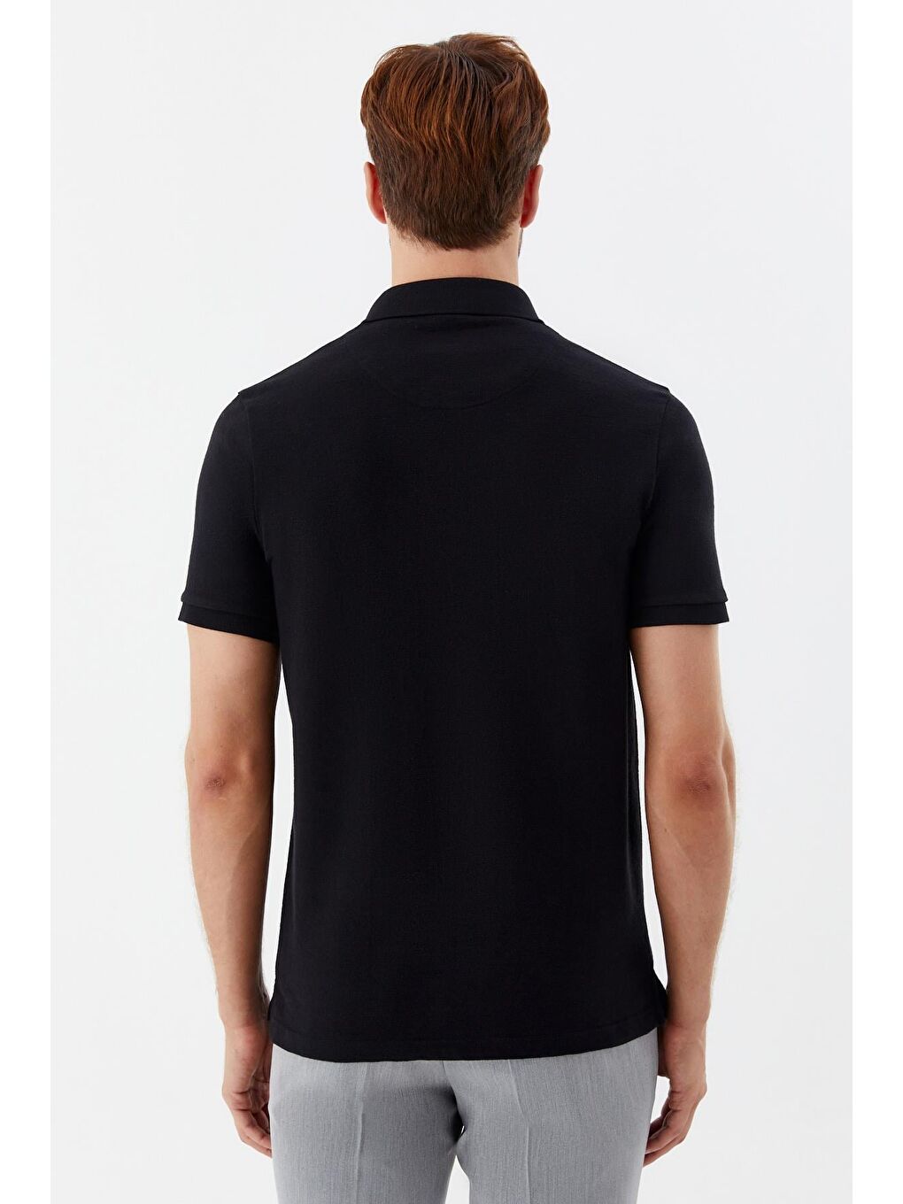 Siyah Düğmeli Polo Yaka Regular Fit Erkek T-Shirt-4