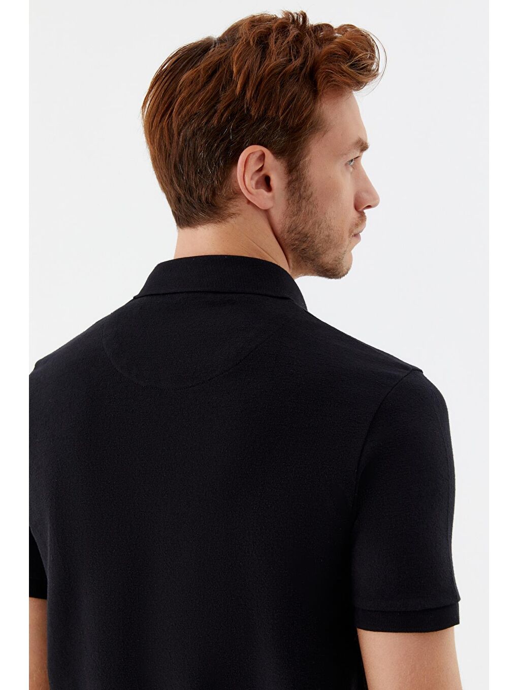 Siyah Düğmeli Polo Yaka Regular Fit Erkek T-Shirt-5