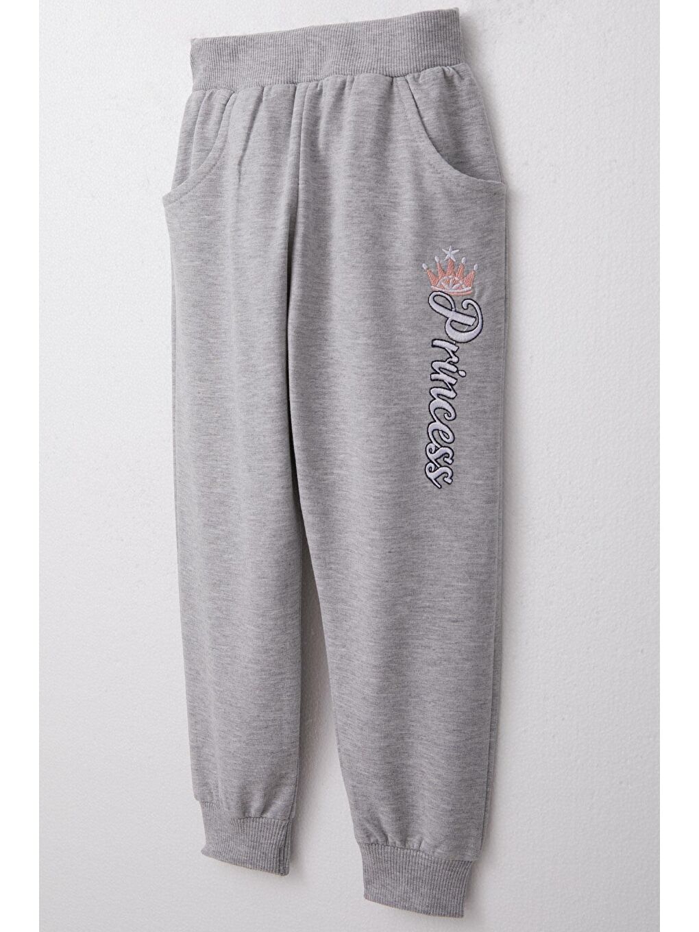 Kız Bebek Eşofman Takım Prenses Yazı Nakışlı Pembe (9 Ay-3 Yaş)-6