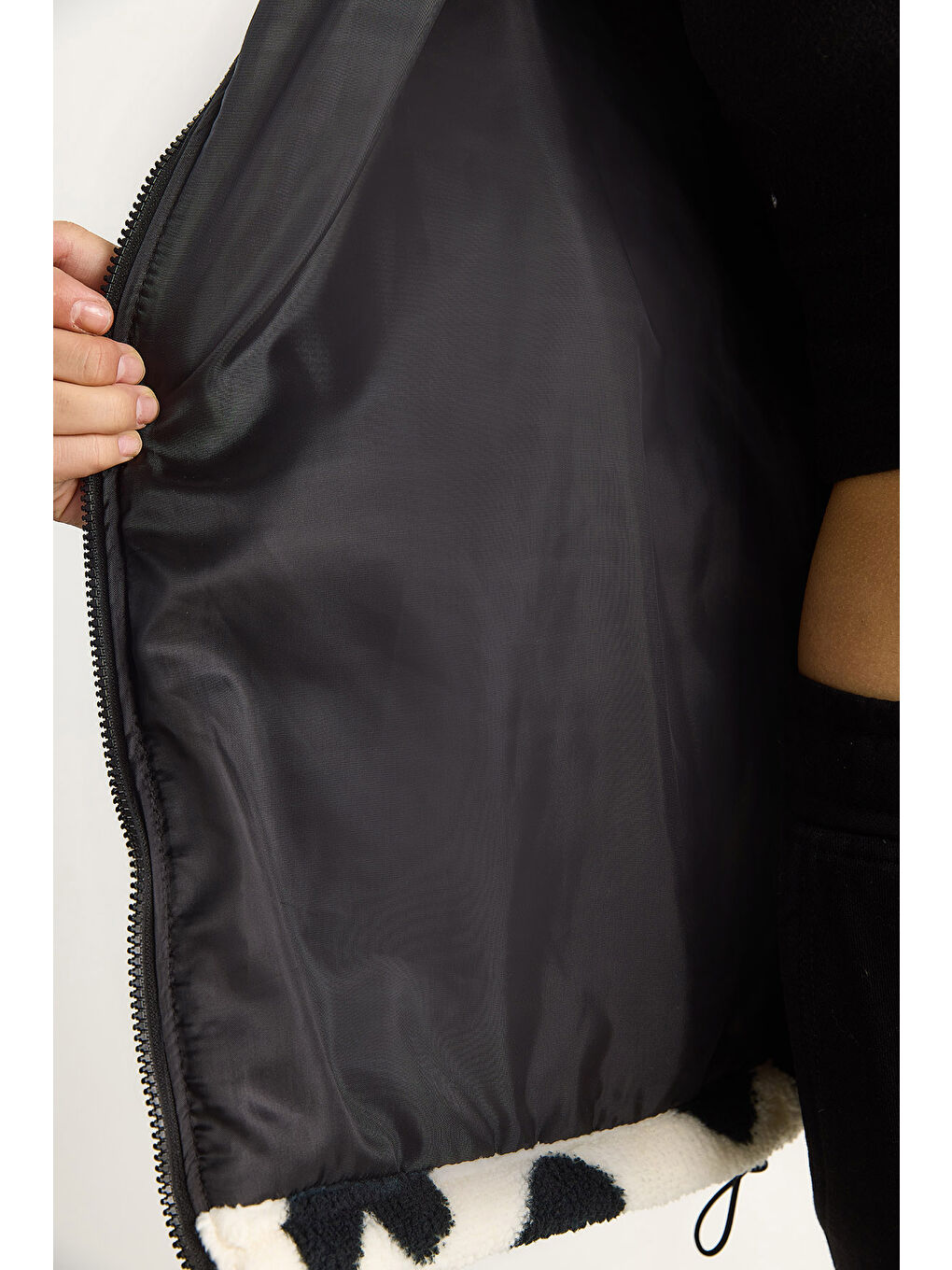 Lila Kadın Kalpli Kapüşonlu Oversize Pelüş Mont RI-6