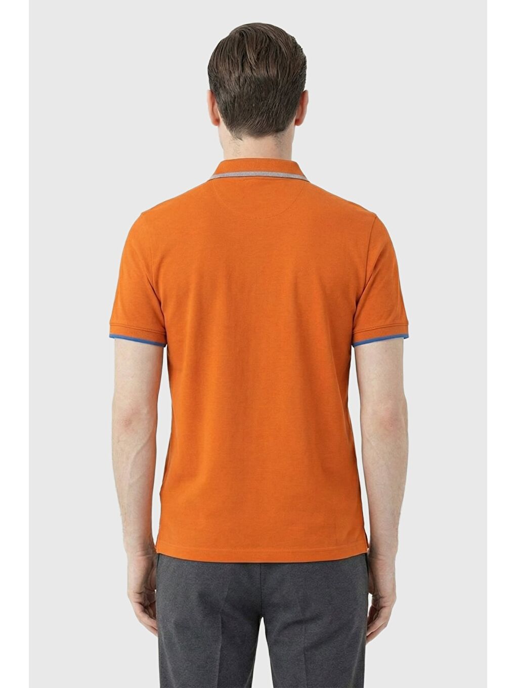 Turuncu Slim Fit %100 Pamuk Düğmeli Polo Yaka Erkek T-Shirt-3